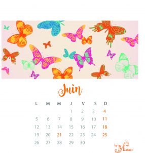 Printable calendrier juin illustré by Matao
